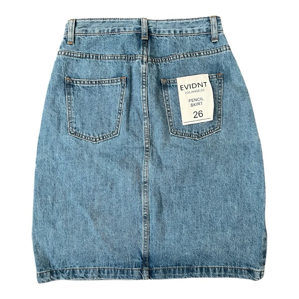 EVIDNT PENCIL SKIRT DENIM Size 26, slit to mid skirt NWT - Picture 2 of 6